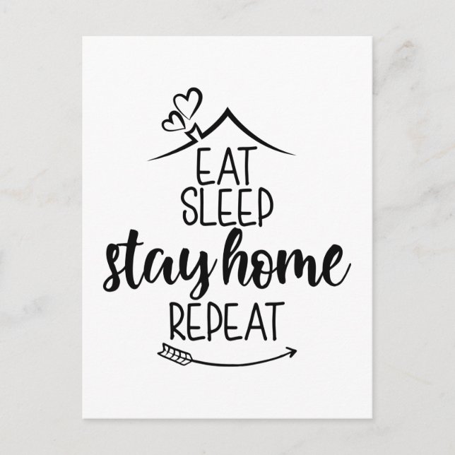 Postal Comer Sleep Stay Home Repetir (Anverso)
