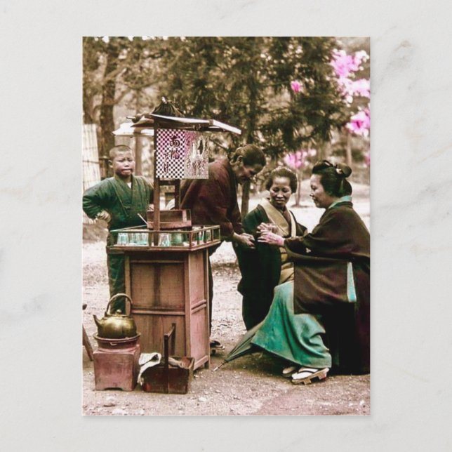 Postal Comerciante de Amazake en japonés antiguo (Anverso)