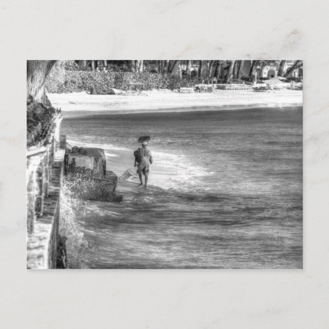 Postal Comerciante de la playa de Barbados (Anverso)