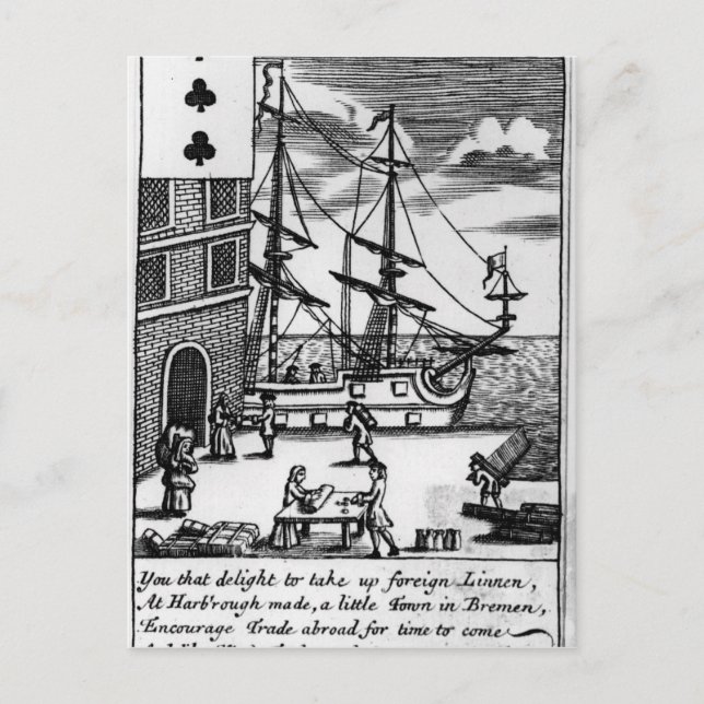 Postal Comercio en Harborough, carta de juego en inglés (Anverso)
