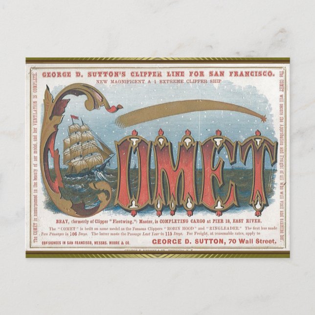 Postal Comet Clipper Sailing (Anverso)