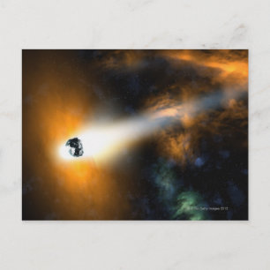Postal Cometa descendiendo por la atmósfera