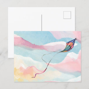 Postal Cometa voladora   Airy Watercolor Sky
