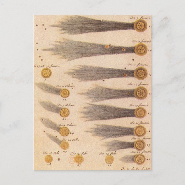 Postal Cometas de Stanislaw Lubieniecki, astronomía de ép (Anverso)