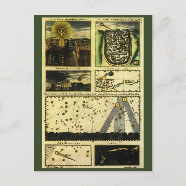 Postal Cometas teatros de Stanislaw Lubieniecki (Anverso)