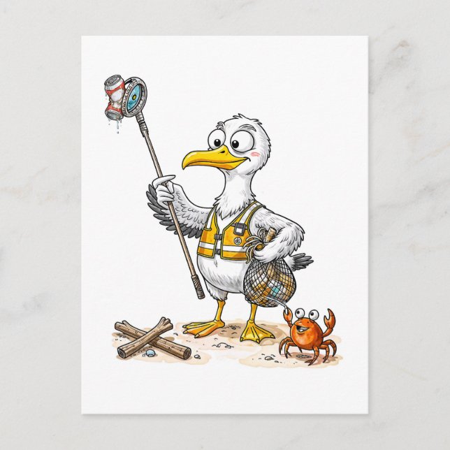Postal Comic Bird Beach Cleanup Crew (Anverso)
