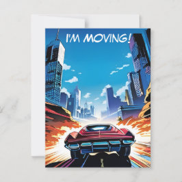 Postal Comic Book Car Going Fast New Address