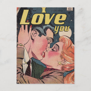 Postal Comic Book Redhead Love