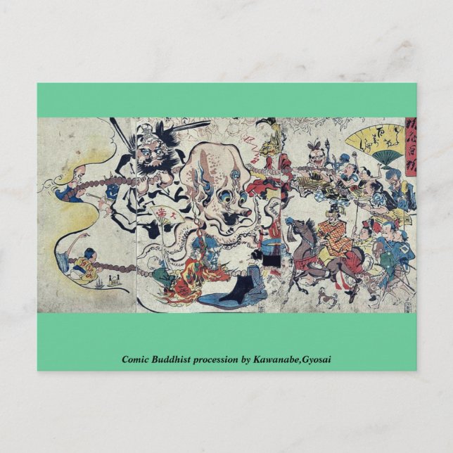 Postal Comic Budismo procesivo de Kawanabe, Gyosai (Anverso)