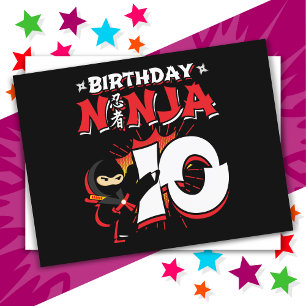 Postal Cómic de estilo ninja de 10 años para cumpleaños n