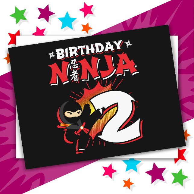 Postal Cómic de estilo ninja de 2 años de edad Cumpleaños (Subido por el creador)