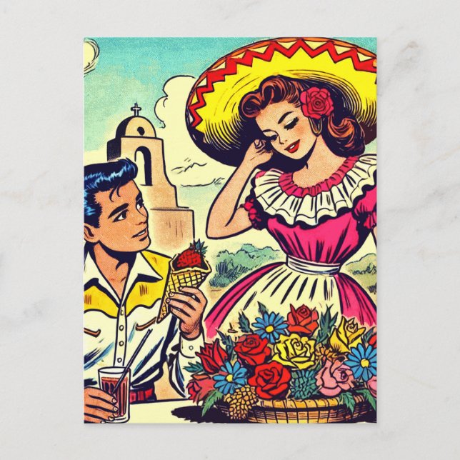 Postal Comic De Pareja De Amor Retro (Anverso)