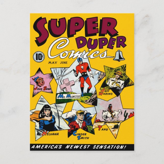 Postal Cómic de superhéroe vintage (Anverso)