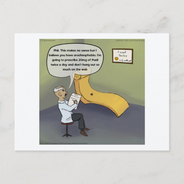 Postal Comic divertido de pacientes psiquiátricos Spider (Anverso)