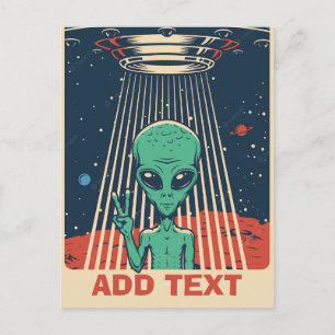 Postal Comical alienígena, editar texto Postcard