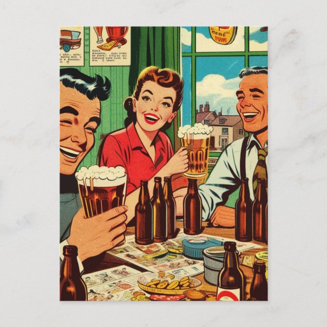 Postal Comics de cerveza Retro Bar (Anverso)