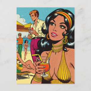 Postal Comics de Chicas de la playa de verano retro