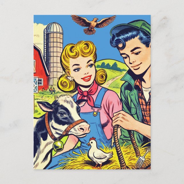 Postal Comics de la granja retro (Anverso)