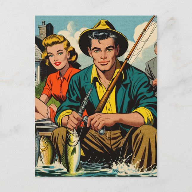Postal Comics De La Pesca Retro (Anverso)
