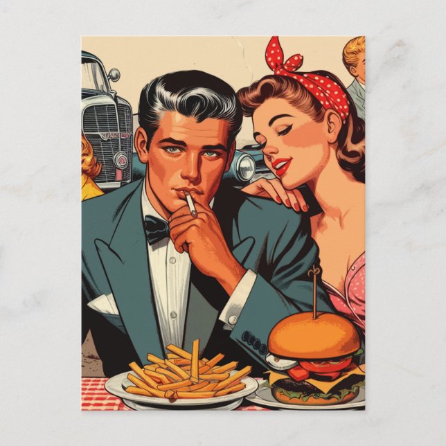 Postal Comics de parejas de amor retro (Anverso)