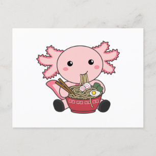 Postal Comida Axolotl Ramen Comida japonesa Kawaii Animal