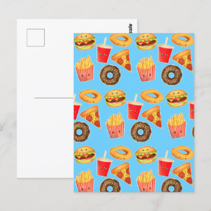 Postal Comida chatarra kawaii