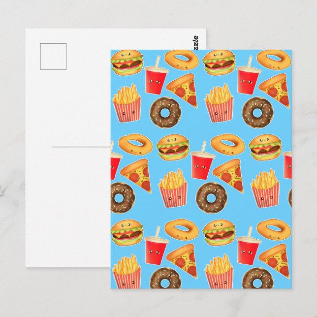 Postal Comida chatarra kawaii (Anverso / Reverso)