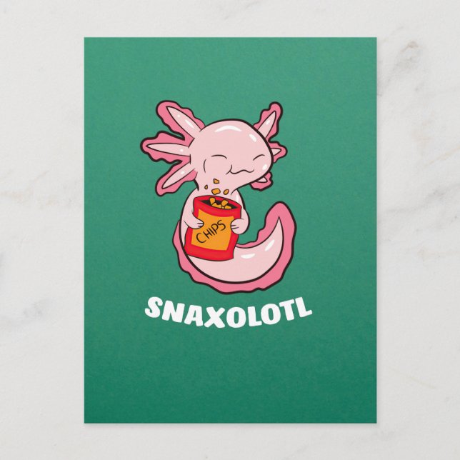 Postal Comida Cute Axolotl Lover Snaxolotl Kawaii Axolotl (Anverso)