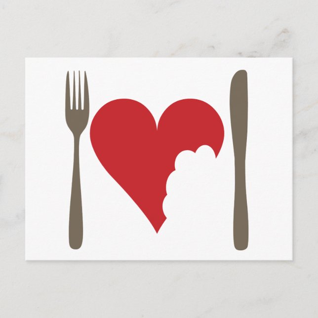 Postal Comida de amor, corazón de amor (Anverso)