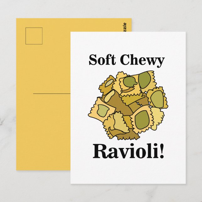 Postal Comida de pasta ravioli (Anverso / Reverso)