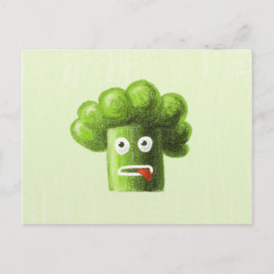 Postal Comida divertida Broccoli Vegan Vegetarian Green P