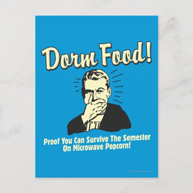 Postal Comida en dormitorios: Sobrevivir a la palomita de (Anverso)