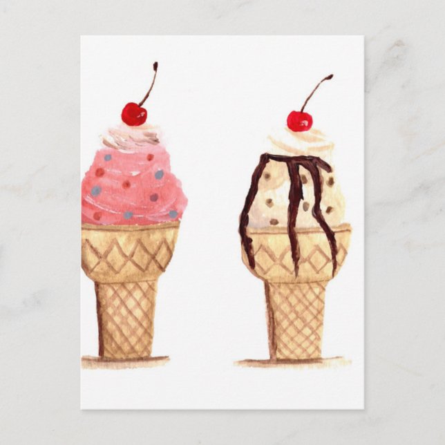 Postal Comida helada acuarela Dessert Sweet (Anverso)