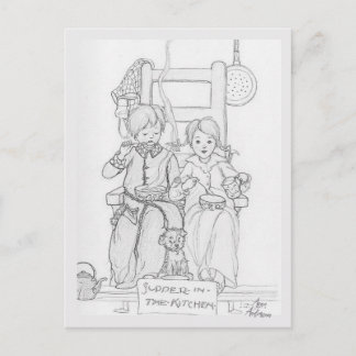 Postal Comida infantil de Anne Anderson Colorea tú