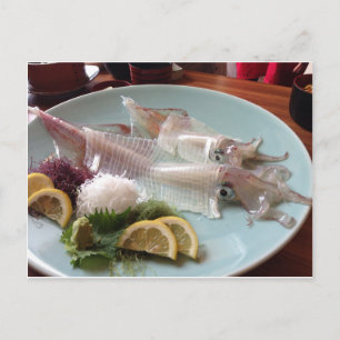 Postal Comida japonesa de sashimi de calamar para servir