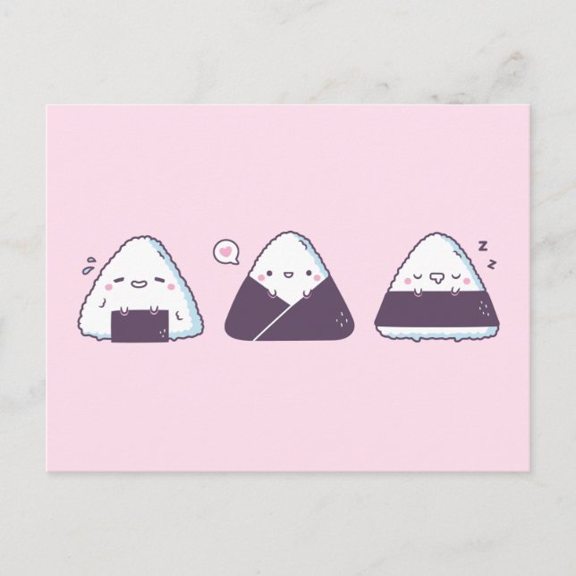 Postal Comida japonesa dulce Onigiri Rice Balls Funny (Anverso)