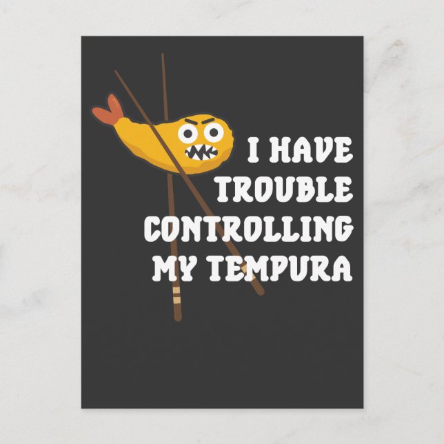 Postal Comida japonesa Tempura Chopsticks gambas fritas (Anverso)