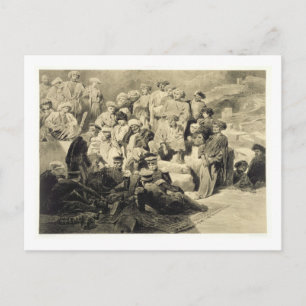 Postal Comida militar en las ruinas en Sioukh, Daguestán,