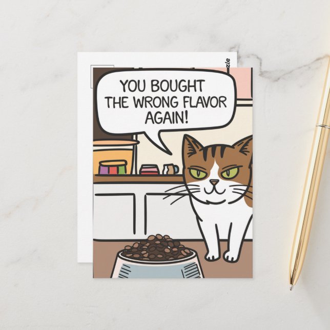 Postal Comida para gatos con sabor a personalizado erróne (Anverso/Reverso In Situ)