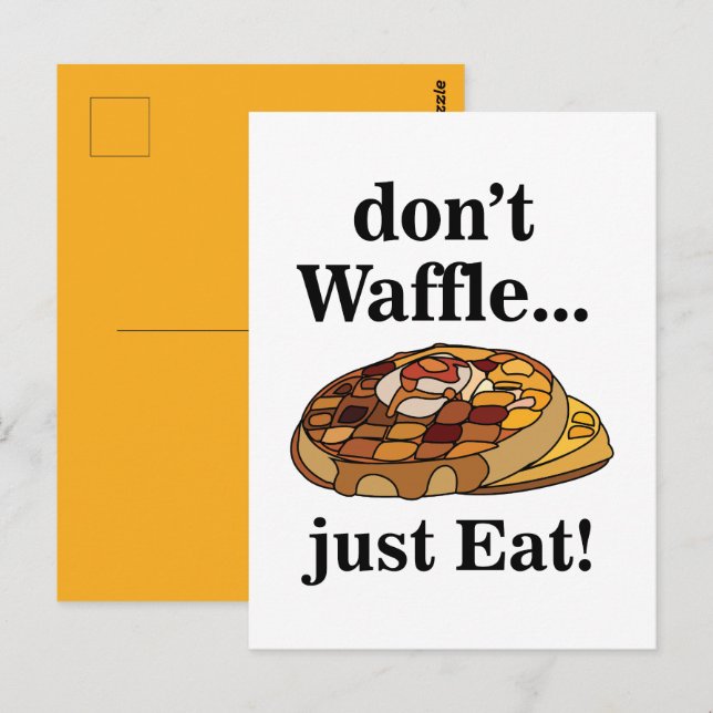 Postal Comida Postre Waffle Divertida  (Anverso / Reverso)