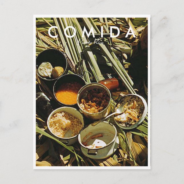 Postal Comida puertorriqueña, historia, Puerto Rico (Anverso)