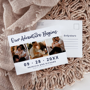 Postal Comienza la aventura 3-fotos de boda Save The Date