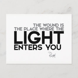 Postal COMILLAS: Rumi: La luz entra en ti