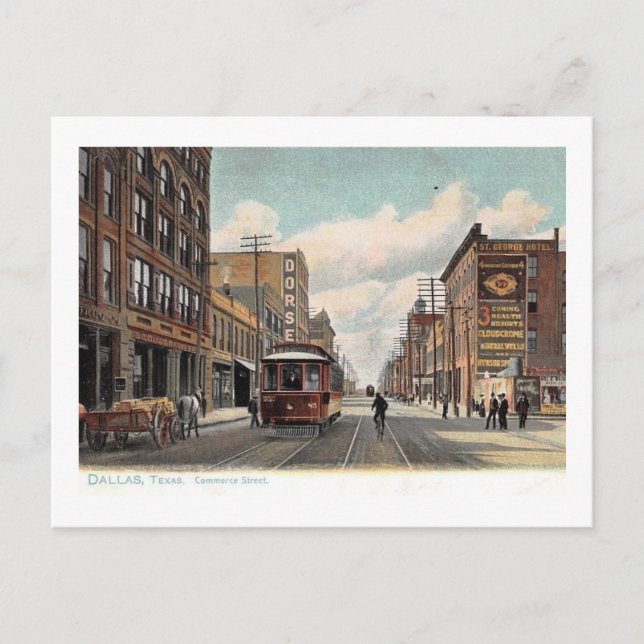Postal Commerce St., Dallas, Texas 1905 Vintage (Anverso)