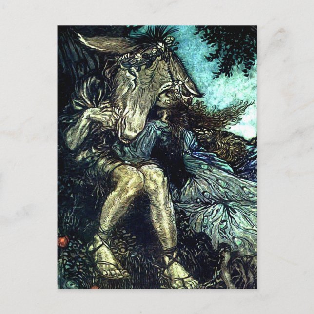 Postal “¿Cómo ahora Espíritu?” Arte de hadas por Arthur R (Anverso)