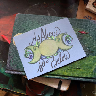 Postal Como arriba es abajo arte pagano de triple Luna   