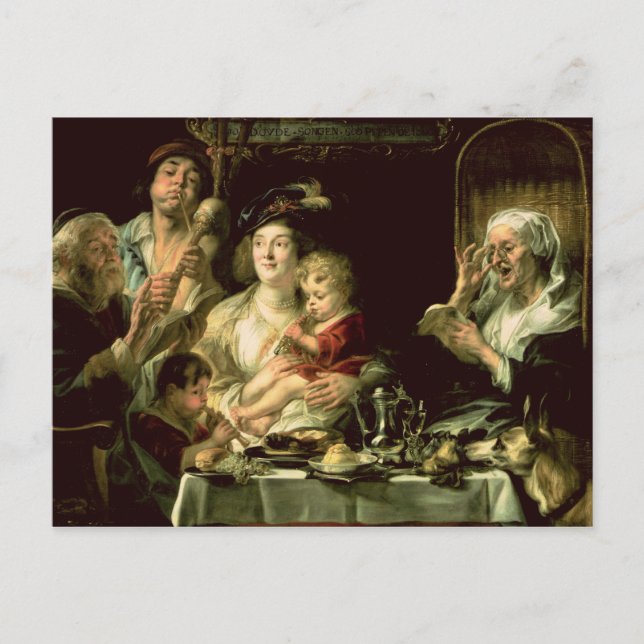 Postal Como el viejo canto, también la cuerda joven, 1638 (Anverso)