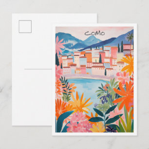 Postal Como Italia Estética de Viaje