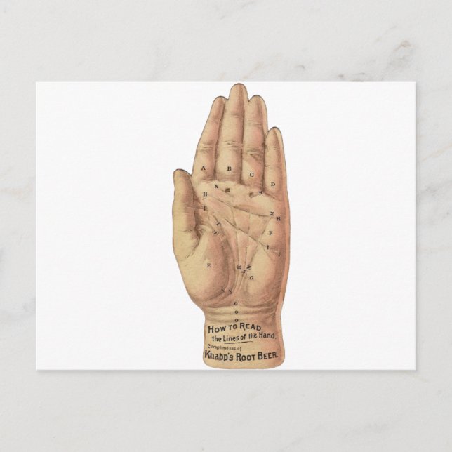 Postal Cómo leer palmas (Anverso)