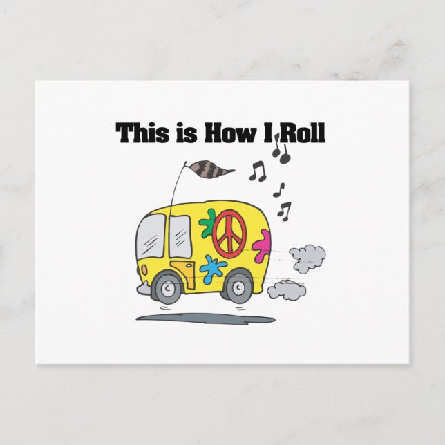 Postal Cómo Rueda (Furgoneta Hippie) (Anverso)